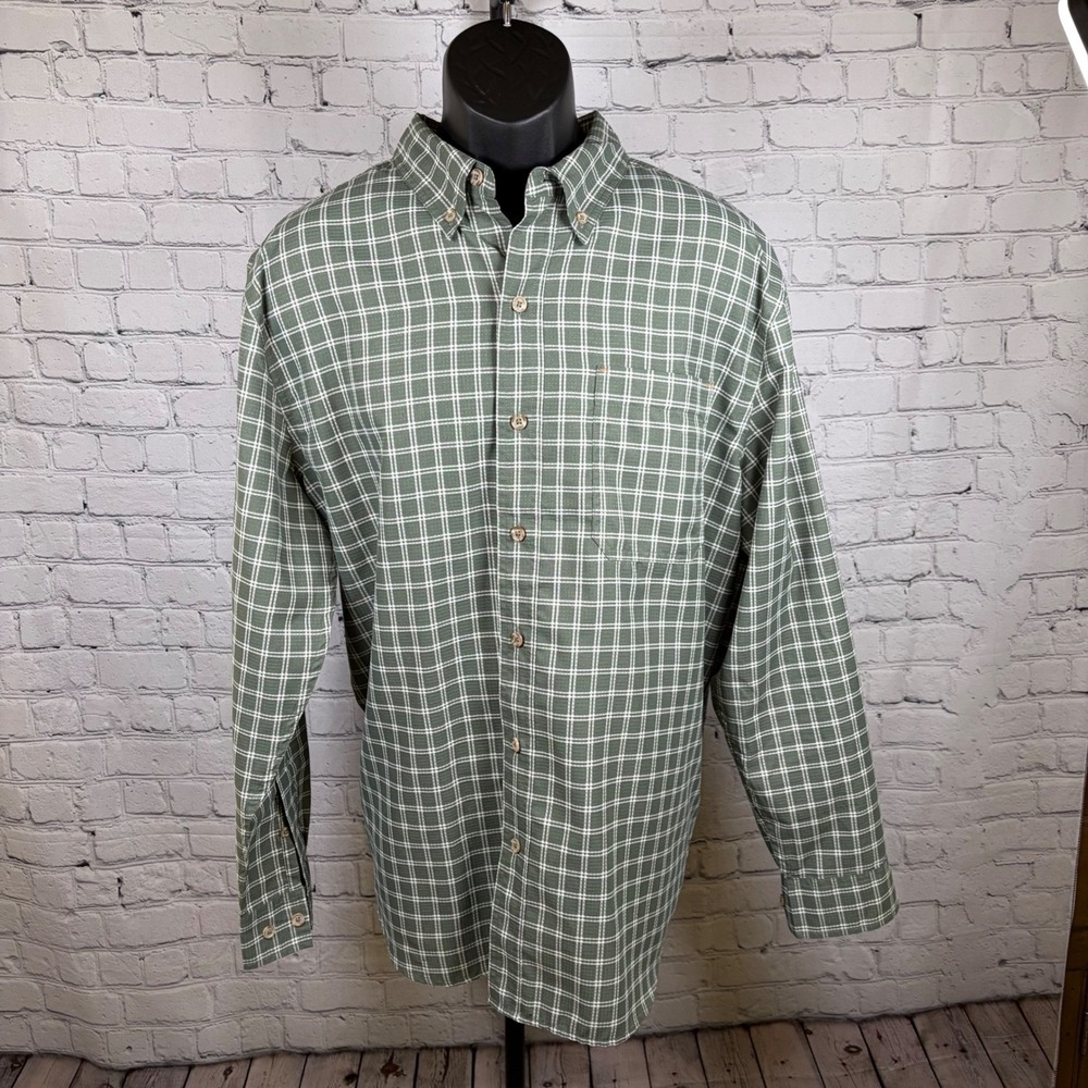 Ridgecut Toughwear Mens Large Green Plaid Long Sleeve Vented Work Shirt RC 11011